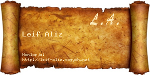 Leif Aliz névjegykártya